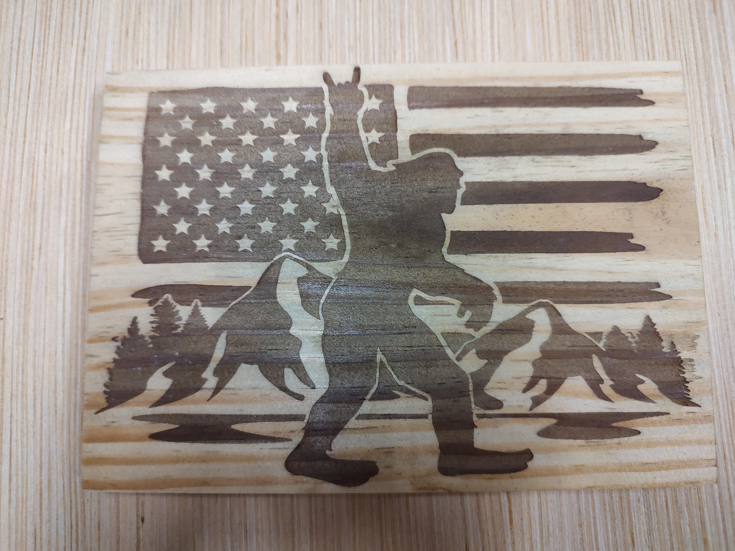 5" x 7" Pine Plaque Sign "Bigfoot Rock Sign Flag"
