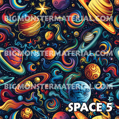 12 Galaxy / Outer Space Designs, Table Runner Placemat Set 7 Pieces