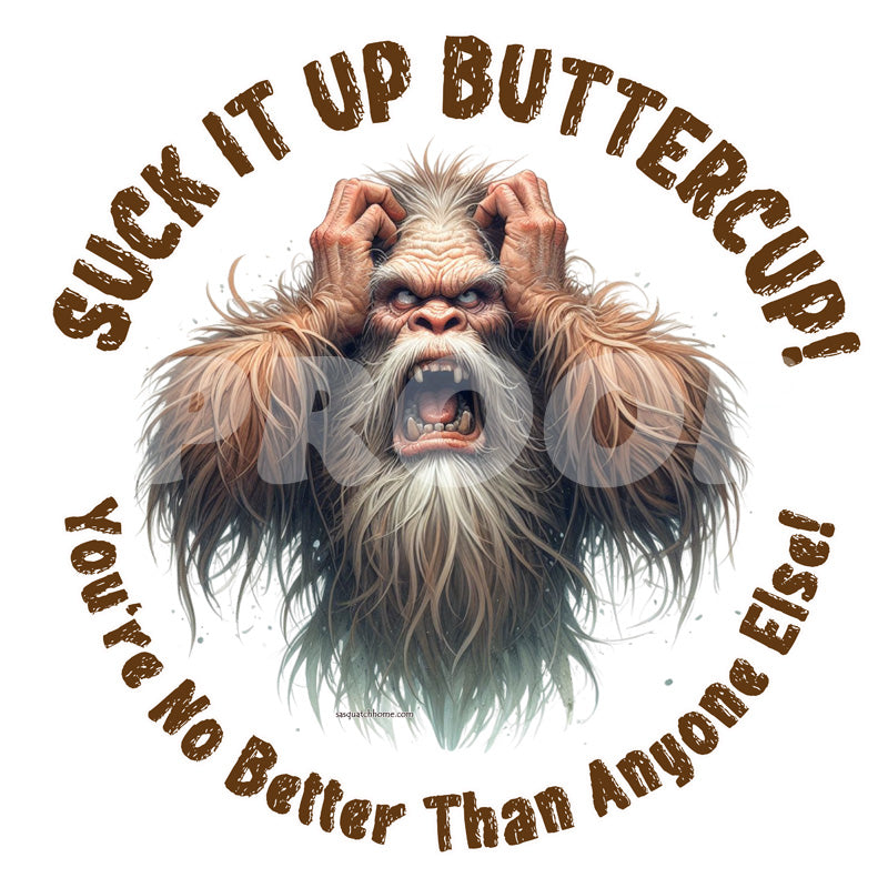 Bigfoot / Sasquatch "Suck it up..", 17 oz Insulated Coffee Mug with Lid & Carrying Handle