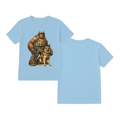 Bigfoot Sasquatch Soldier & Dog, Gildan 5000 T-Shirt