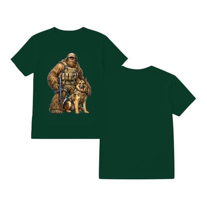 Bigfoot Sasquatch Soldier & Dog, Gildan 5000 T-Shirt